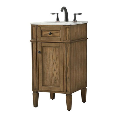 Elegant Decor Park Avenue 18" Aluminum MDF Single Bathroom Vanity in Driftwood