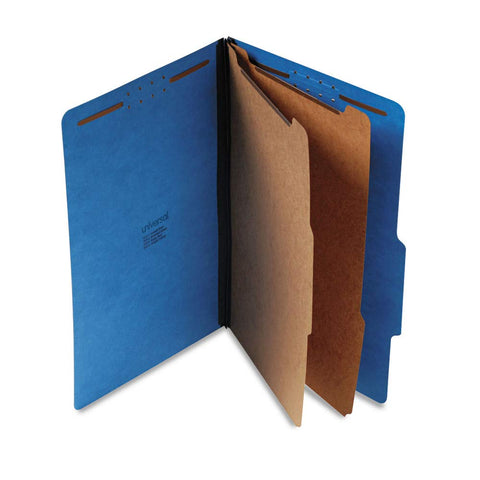 Universal 10311 Pressboard Classification Folders, Legal, Six-Section, Cobalt Blue (Box of 10)