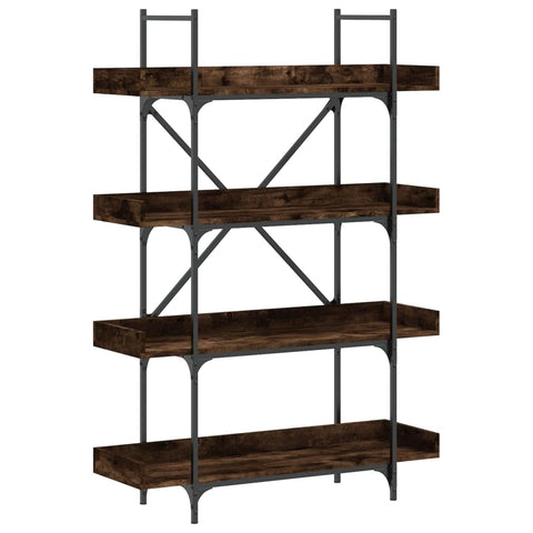 vidaXL Bookcase 4-Tier, Bookcase with Open Shelves, Storage Display Shelf Rack for Office Living Room, Industrial Style, Smoked Oak Engineered Wood