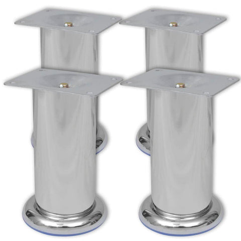vidaXL 4 Round Sofa Legs Furniture Chair Sofa Support Accessory Trestle Base Feet Replacement Part Extra Spare Leg Base Chrome 4.7"