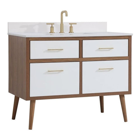 Elegant Decor Boise 42" MDF Bathroom Vanity with Backsplash in White