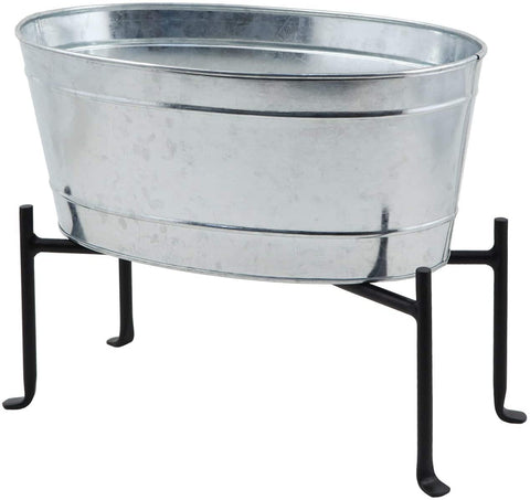 Oakestry C-51M-S1 Mini Oval Tub and Stand, Galvanized Steel and Black