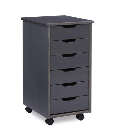 Linon Cary Grey Six Drawer Roll Cart