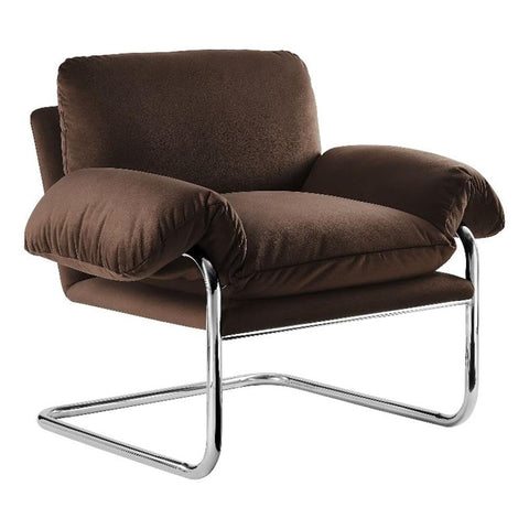 Modway Ansel Performance Velvet Accent Chair in Chocolate Brown - Stain-Resistant Velvet Lounge Chair for Living Room, Bedroom - Corner Reading Chair with Arms and Removable Cushions