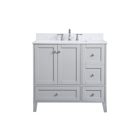 Elegant Decor Sommerville 36" MDF Single Bathroom Vanity with Backsplash in Gray