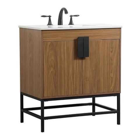 Elegant Decor Indoor Modern Under Sink Bathroom Fixtures Storage Organizer Cabinet 42 inch Single Bathroom Vanity - Blue with backsplash