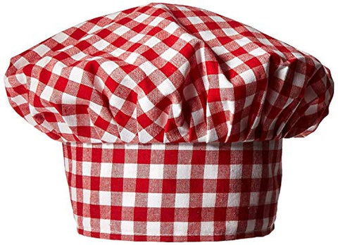 Gingham Fabric Chef's Hat (red) Party Accessory  (1 count) (1/Pkg)