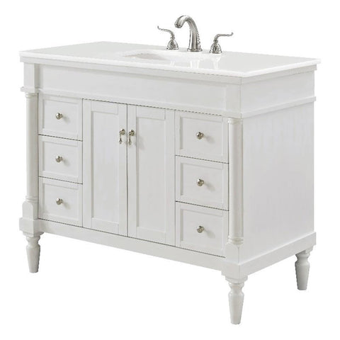 Elegant Kitchen and Bath Lexington 42" Solid Wood Bathroom Vanity in White