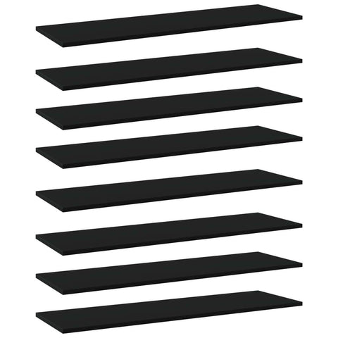 vidaXL Engineered Wood Bookshelf Boards - 8 Pack 39.4"x11.8"x0.6" Size in Black Providing Versatile Storage and Easy Maintenance