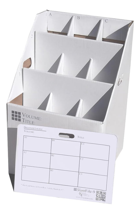 Advanced Organizing Systems - SlantFile-9 Open Roll File Storage Box - Corrugated 26x16.5x16.5 With 9 Compartments To Manage All Types of Documents