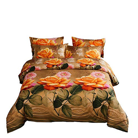 Queen Size Duvet Cover Set  6 Piece Luxury Floral Bedding  Dolce Mela Eden  DM721Q