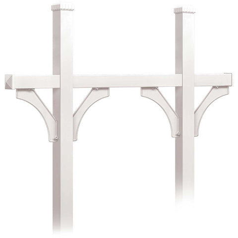 Deluxe Mailbox Post - Bridge Style for (5) Mailboxes - In-Ground Mounted - White