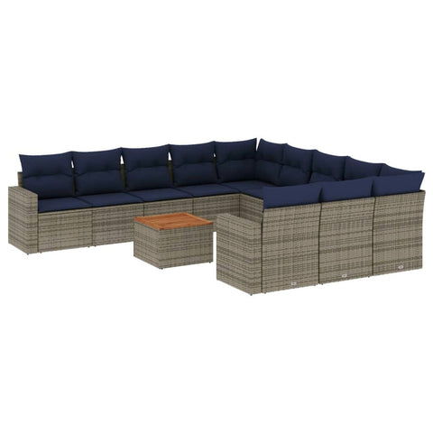 vidaXL Patio Sofa Set with Cushions 12 Piece, Outdoor Conversation Set, Sectional Sofa for Garden Balcony, Patio Furniture, Gray Poly Rattan