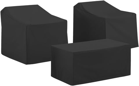 3Pc Outdoor Furniture Cover Set Black - 2 Chairs & Coffee Table