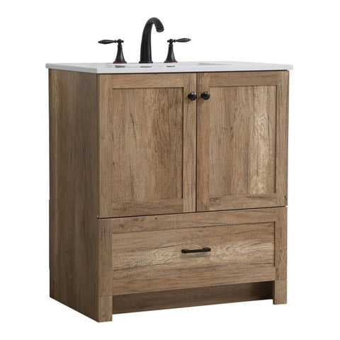Elegant Kitchen and Bath 30 inch Single Bathroom Vanity Cabinet - Natural Oak