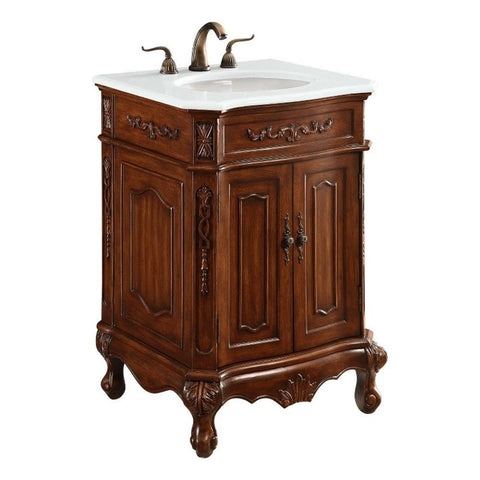Elegant Kitchen and Bath Danville 24" Solid Wood Bathroom Vanity in Teak Brown