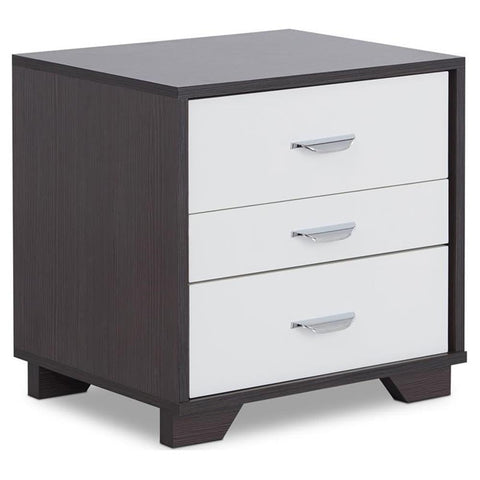 Acme Eloy Wooden Nightstand with 3 Drawers and Wooden Frame in White and Black