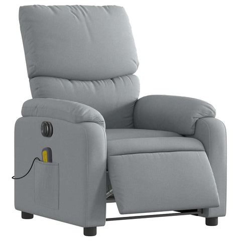 vidaXL Electric Massage Recliner-Armchair Light Gray, Adjustable Lounge Chair with Vibration Massage, Side Pocket, Fabric Comfort