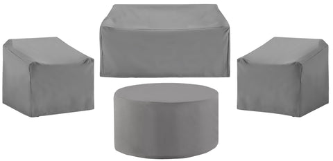4Pc Outdoor Furniture Cover Set Gray - 2 Chairs, 1 Loveseat, & 1 Round Table