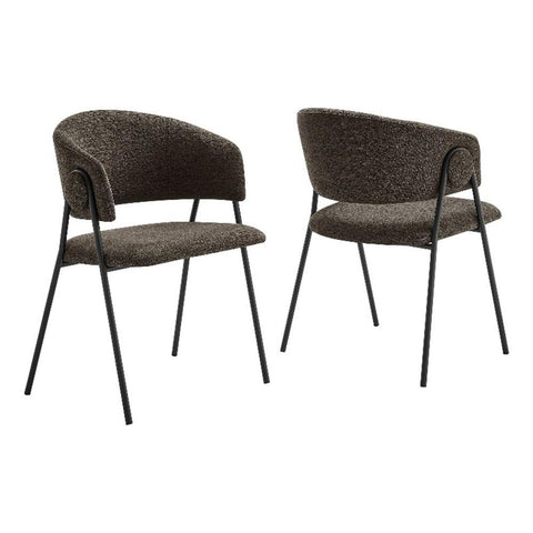 Modway Nella Upholstered Barrel Dining Chairs Set of 2 in Java Black - Chenille Fabric Retro Club Kitchen Table Chairs with Metal Legs - Mid Century Modern Living Room Accent Armchairs