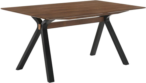 Armen Living Laredo 63&#34; Mid-Century Modern Wood Dining Table Legs, Walnut/Black