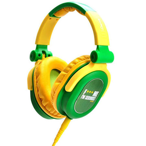IDANCE Full-Range Headphones for iPhone/iPad/iPod, 15Hz-20KHz Frequency, 40ohms Impedance, 3.5mm Plug Adapter, Green/Yellow