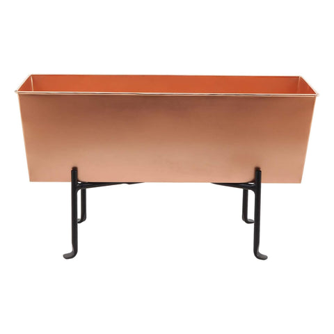 Oakestry Copper Flower Box With Folding Stand Raised Planter Holder Indoor Outdoor Window Patio Balcony Garden Decorative Display Stylish Space Saving Design Use Home Planter Chic Decor Accent