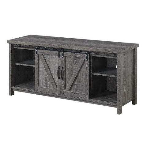 Convenience Concepts Blake Barn Door TV Stand with Shelves and Sliding Cabinets for TVs up to 60 Inches, Weathered Gray