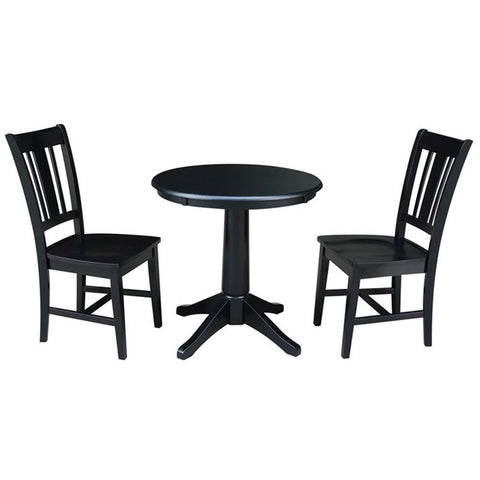 International Concepts 3 Piece 30" Round Dining Set in Black