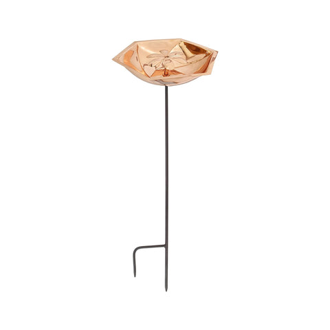 Oakestry Bee Fountain Stake Birdbath Copper Plated Finish Outdoor Garden Decorative Pollinator Water Bowl Yard Lawn Patio