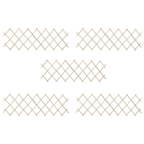 vidaXL Firwood Trellis Fences - Set of 5 - Expandable and Durable Garden Barriers - Versatile Outdoor Wooden Panel with Natural Finish - 70.9"x23.6"
