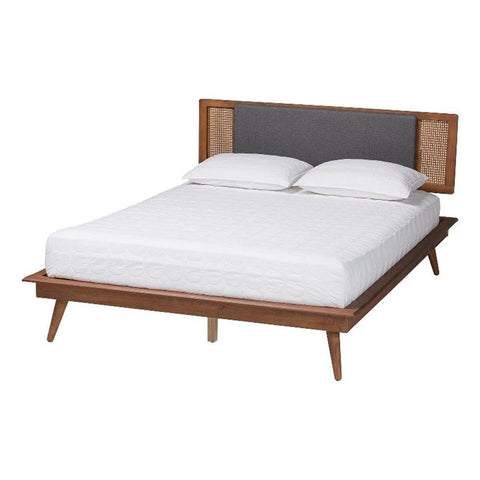 Baxton Studio Delfina Fabric/Wood Full Size Platform Bed in Dark Gray/Brown