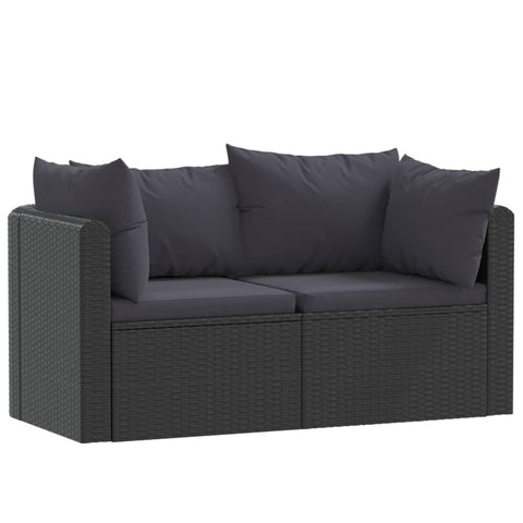 vidaXL Two-Piece Patio Sofa Set â€“ Comfortable Outdoor Seating with Cushions - Durable Steel Frame and Handwoven PE Rattan - Black