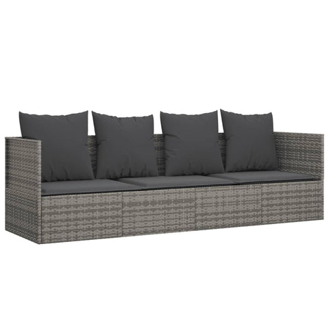 vidaXL Contemporary Outdoor Lounge Bed with Cushions Grey Poly Rattan Adjustable Design Large for 1 Person Garden and Patio Furniture Sun Lounger Sofa