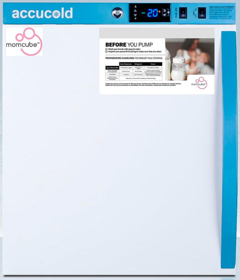 Accucold AFZ1PVMCLHD MOMCUBE Breast Milk Storage Freezer 1.4 Cu.Ft Open Door Alarm Adjustable Temperature (LHD)