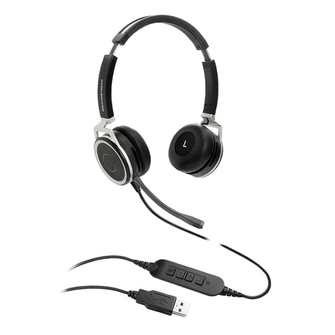 Grandstream GUV3005 Headset - Stereo - USB Type A - Wired - 32 Ohm - 20 Hz - 20 kHz - Over-The-Head - Binaural - Supra-aural - 6.56 ft Cable - Noise Cancelling Microphone