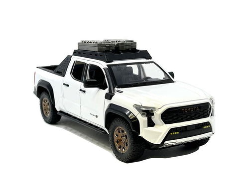 MiJo Exclusives Toyota Tacoma Trailhunter Diecast Model, 1:24 Scale, Black, 2025 (White)