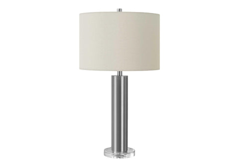 Monarch Specialties I 9657 LightingTable Lamp, Nickel Metal, Ivory/Cream Shade, Contemporary