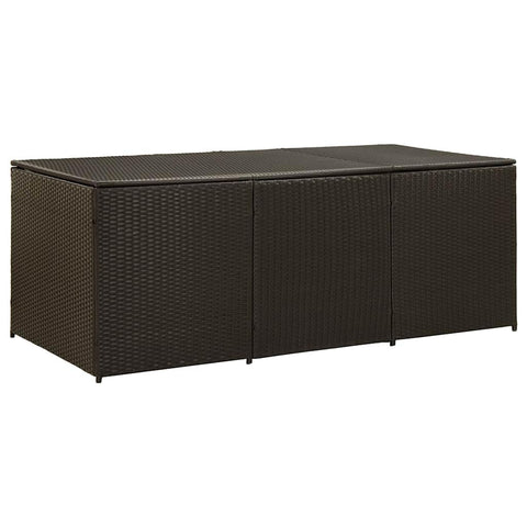 vidaXL Large Patio Storage Box | Poly Rattan Construction, Powder-Coated Steel Frame | Spacious Trunk | Brown | Ideal for Garden Items Storage.