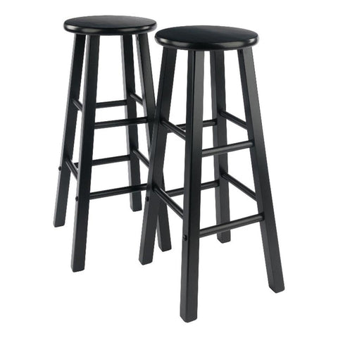 Winsome Element 2-Piece Counter Stool Set, 29" in Black, Classic Backless Bar Chairs for Kitchen & Dining Room Seating, Timeless Essential Furniture for Home, Dorm, Apartments