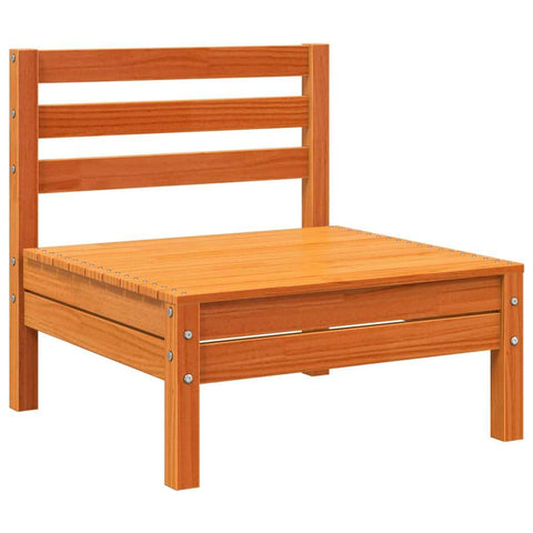 vidaXL Armless Patio Sofa - Solid Pine Wood, Outdoors Garden Seating - Modular Wax Brown, 25"x25"x24.6"