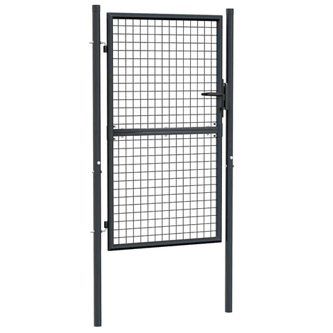 vidaXL Wire Mesh Fence Gate, Garden Gate for Entryway, Patio, Yard, Heavy-Duty Galvanised Steel, Easy In-Ground Installation, Anti-Rust, Lockable, 3.28ft W x 6.56ft H Grey