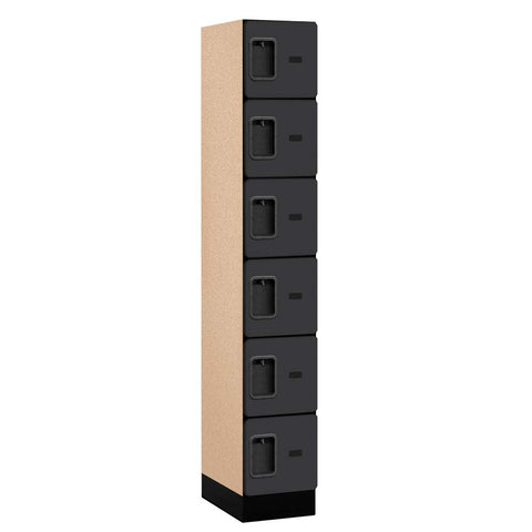 Salsbury Industries 6-Tier Box Style Designer Wood Locker with One Wide Storage Unit, 6-Feet High by 18-Inch Deep, Maple