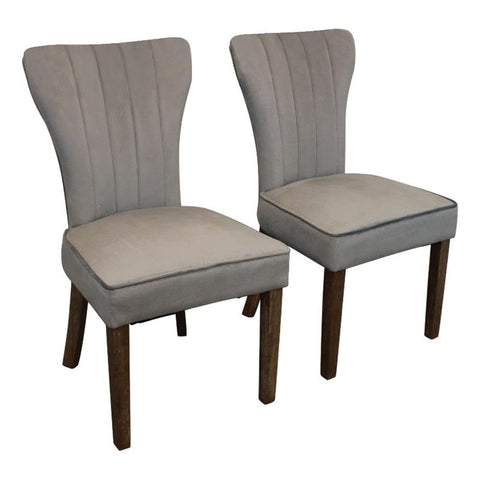 Cleo 21" Modern Fabric/Solid Wood Side Chairs in Mink Gray - Set of 2