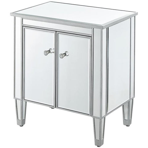Elegant Decor Reflexion 2 Doors 24" Mirrored Accent Cabinet in Antique Silver