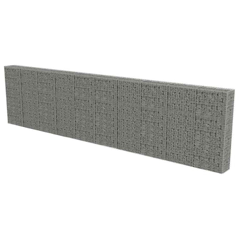 vidaXL Gabion Basket with Lids, Galvanised Steel Gabion Wall, Rectangular Gabion Cage for Garden, High Load Capacity, 236.2"x11.8" x59.1"