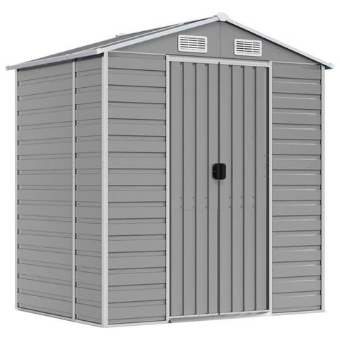 vidaXL Garden Shed 75.2"x51.2"x78" Galvanized Steel - Light Gray Storage Building
