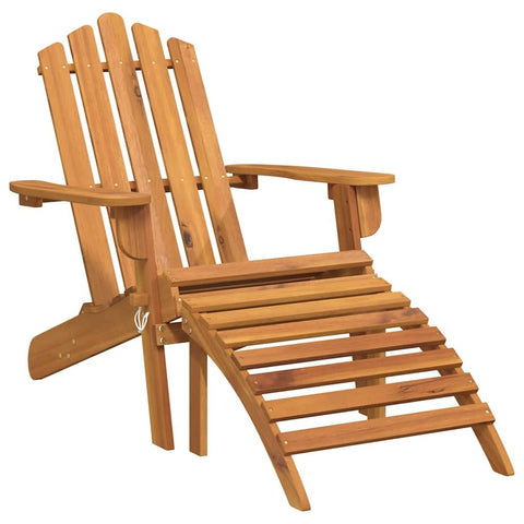 vidaXL Adirondack Garden Chair, Foldable, Solid Acacia Wood with Footrest, Weather-Resistant Outdoor Lounge Seating for Garden, Patio, Deck, Balcony