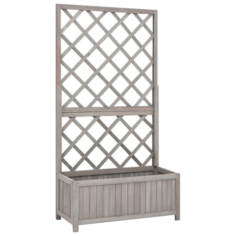 vidaXL-Garden Trellis Planter 27.6"x11.8"x53.1"-Solid Firwood-Grey-Outdoor Plant Support - Flower Box Included