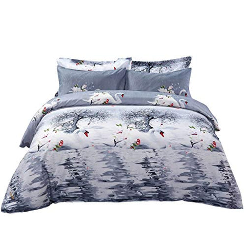 Duvet Cover Set  Queen size Pictorial Bedding  Dolce Mela - Mute Swan DM705Q